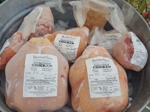 Birkeland Farms has the whole chickens, cuts of beef and delicious bone broth.